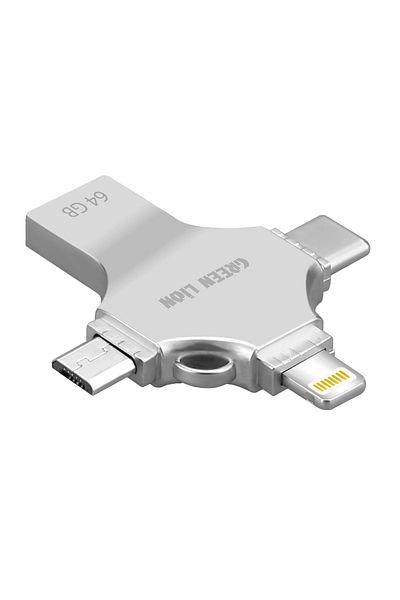 Green Lion 4 In 1 Usb Flash Drive 64Gb - Silver