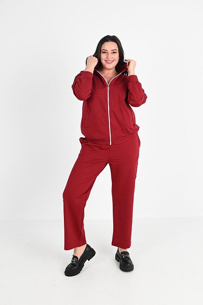 Koza Butik Γυναικείες φόρμες 8063-24 μεγάλου μεγέθους με φαρδύ πόδι με κουκούλα