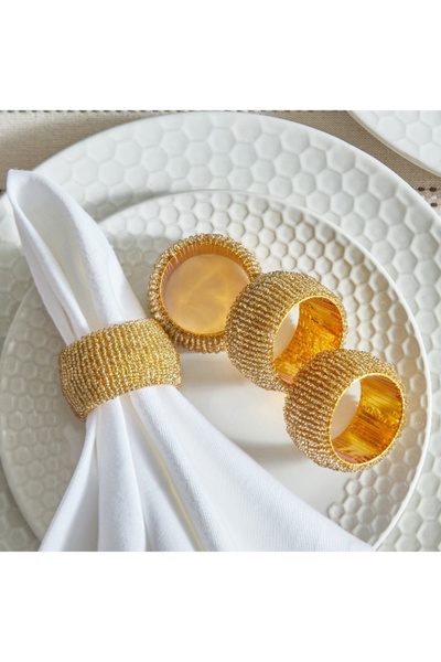 Home Box Blaze Embellished Napkin Ring - Set of 4