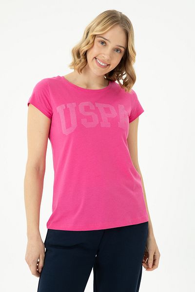 U.S. Polo Assn. Tricou de damă fucsia - Logo imprimat