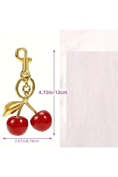 Halımax Shimmering Cherry Fruit Bag Charm Gift Keychain Red Bag Accessory Backpack Ornament