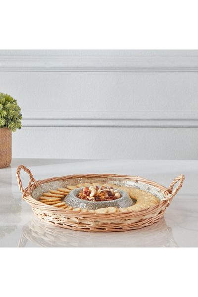 Home Box Minimalist 2-Piece Glass Serving Tray Set