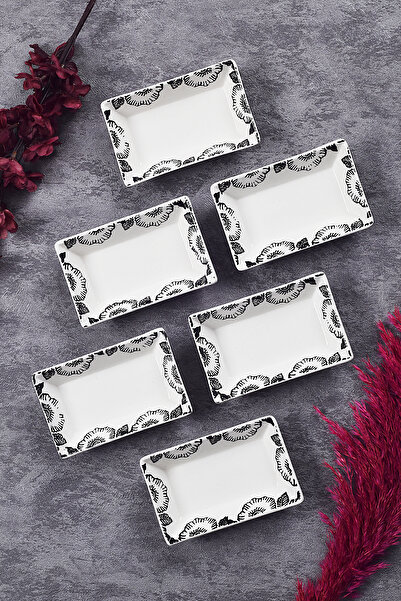 Piatti Naturali 6-Piece Snack Bowl Black Rose Pattern Handmade Presentation B...