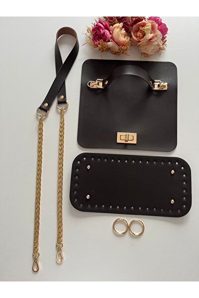 zg hobi aksesuar طقم حقيبة محبوكة - غطاء جلدي، قاعدة، حزام سلسلة، طقم حقيبة ب...