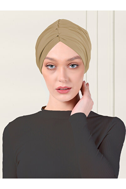 ada sanatsal غطاء حجاب عملي برباط عادي - كراميل