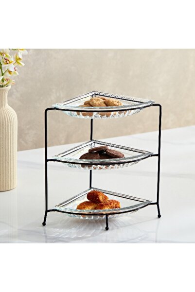 Home Box طقم صينية تقديم زجاجية عتيقة مكون من 4 قطع