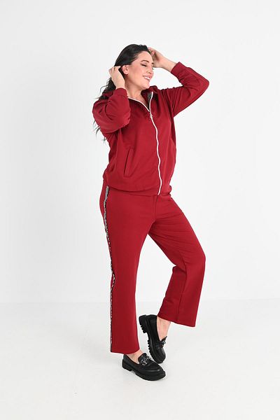 Koza Butik Γυναικείες φόρμες 8063-24 μεγάλου μεγέθους με φαρδύ πόδι με κουκούλα