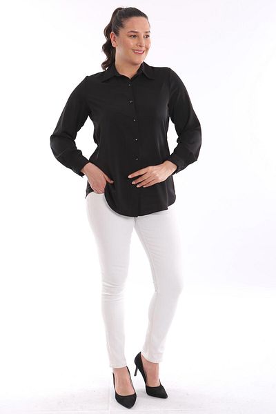 Metpoint Trend42Plus Plus Size Basic Black Shirt
