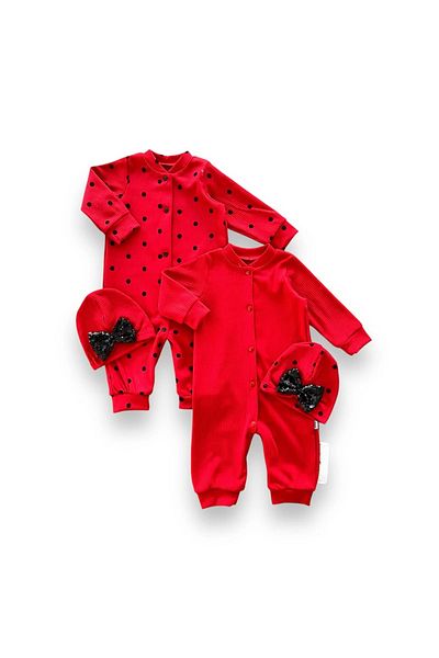 emosavm 0-9 Months Polka Dot Sequined Hat - Flat Closure 2-Piece Combination Baby Girl Romper