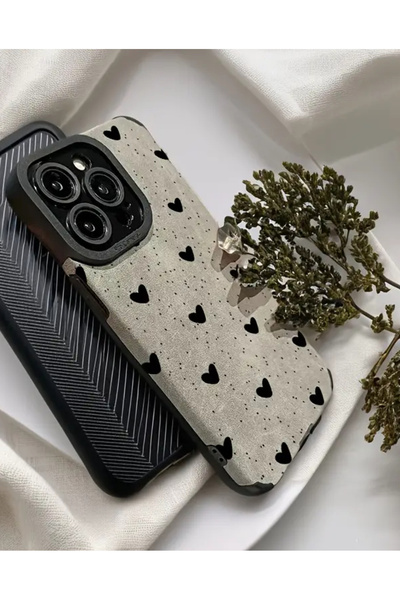 FİŞNEİLETİŞİM حافظة آيفون 15 بروماكس متوافقة مع المظهر الجلدي على شكل قلب