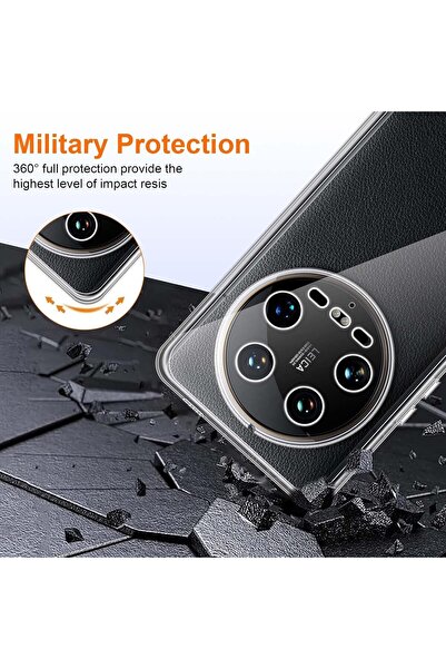 m.tk moveteck Xiaomi Mi 14 Ultra Kılıf Kamera Çıkıntılı Korumalı Yumuşak Şeffaf Silikon Renksiz Arka Kapak -Clear