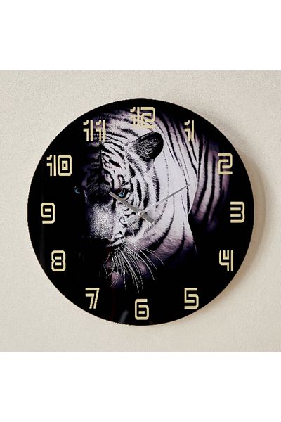 Home Box Fero Tiger Clock with Tinted Glass - 38x4.5x38 cm