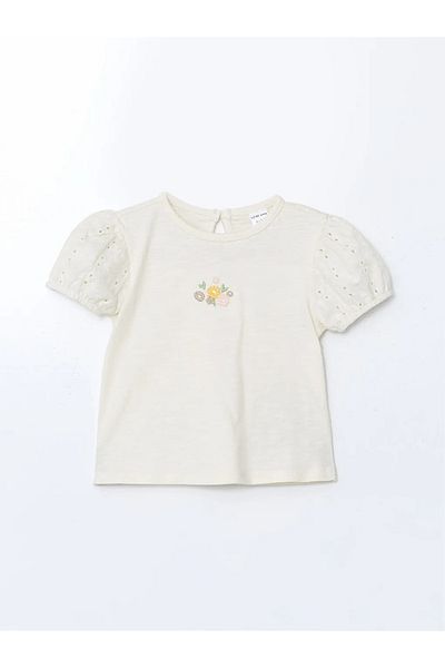 LC Waikiki طقم من قطعتين من تي شيرت وبنطال رياضي للفتيات الصغيرات من LCW Baby Ecru