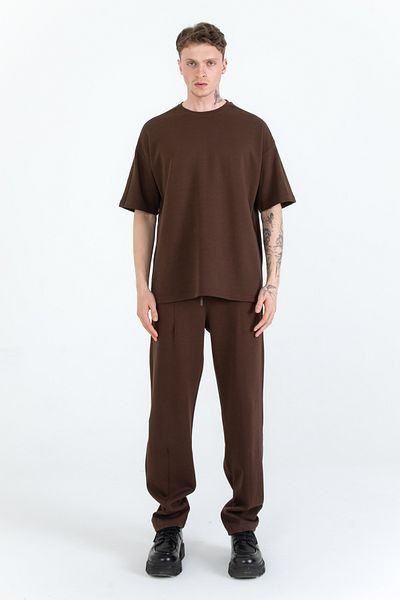 EGHO Men's Double Face Fabric T-Shirt Pants Oversize Set