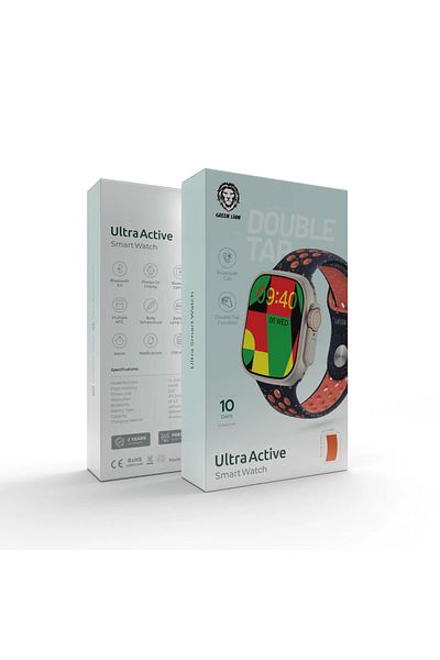 Green Lion Ultra Active Smart Watch - Titanium -Blue Flame Nike Sport+ Nylon Orange
