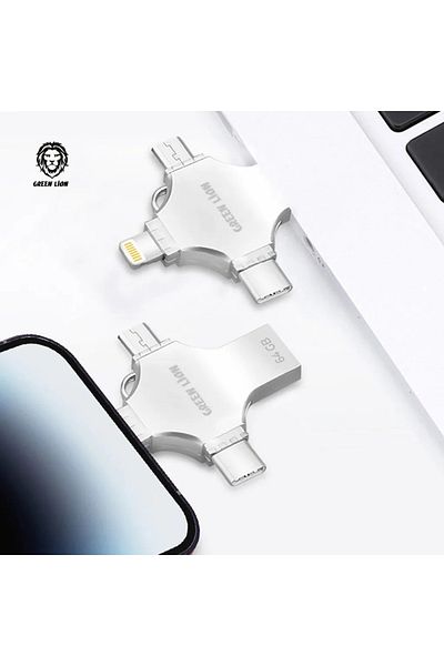 Green Lion 4 In 1 Usb Flash Drive 64Gb - Silver