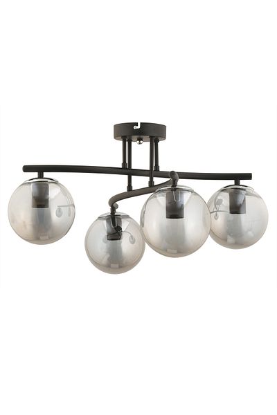 avimonaydınlatma Romero 4-Piece Fume Globe Glass Black Plafonier - Chandelier Living Room Dining Table Top Hall Bedroom