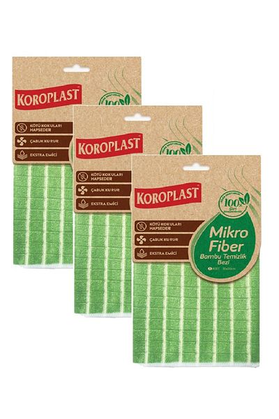 Koroplast Bamboo Extract Microfiber Cleaning Cloth 30 X 30 cm X 3 Pieces