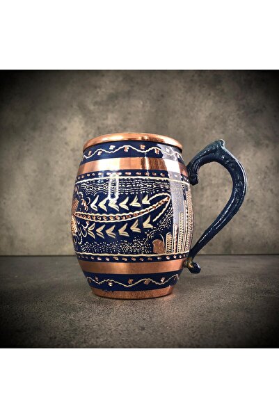 Copper Studio 999 Orijinal Bakır Kupa ,Antika Bakır Kupa, El Oyması Bakır Bardak, 550 ML