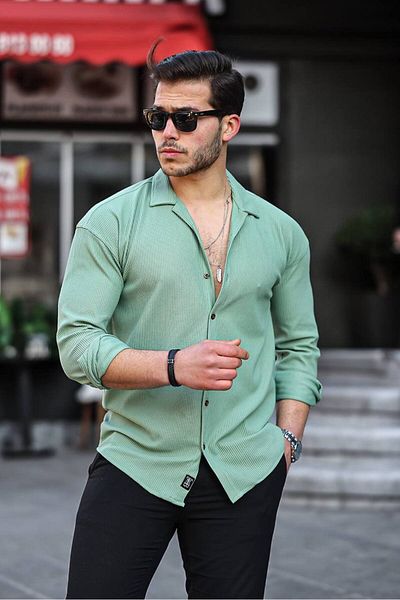 tetramoda Cămașă verde din twill