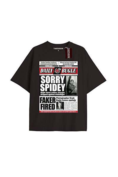 TIMESWASTINGIRL Μπλουζάκι Spider-Man με εκτύπωση εφημερίδας, μοντέλο No Way Home