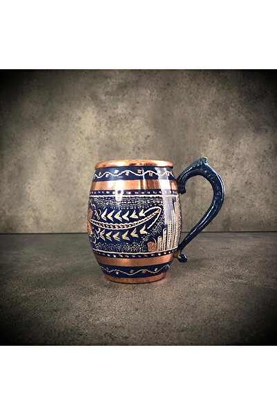 Copper Studio 999 Orijinal Bakır Kupa ,Antika Bakır Kupa, El Oyması Bakır Bardak, 550 ML
