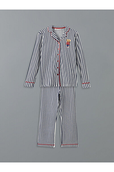 LC Waikiki Σετ γυναικεία πιτζάμα με ριγέ γιακά πουκάμισου