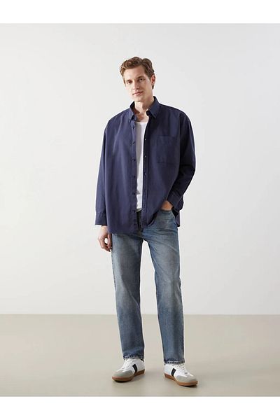 LC Waikiki Xside Navy Blue Casual Fit Long Sleeve Men's Shirt