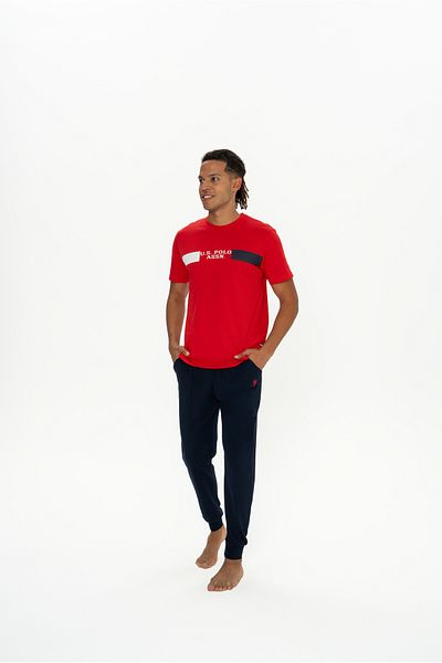 U.S. Polo Assn. Men's Red Licensed Uspa 100% Algodón Elastic Sleepwear Set