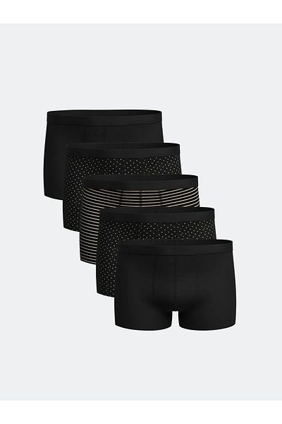 LC Waikiki Μαύρο Standard Fit Βαμβακερό Ευέλικτο Ανδρικό Μπόξερ 5 τεμαχίων