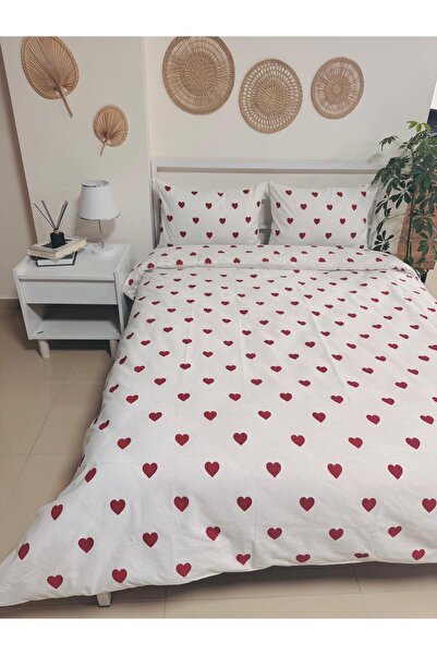 üntaş Double Heart Patterned Duvet Cover Set