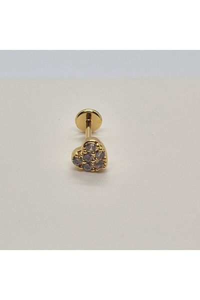 Set Stainless Steel Shiny Zircon Stone (Heart) Tragus Earrings (Width:5 mm Length:5 mm)