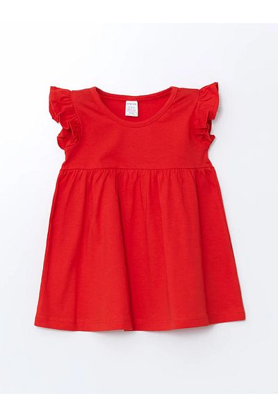 LC Waikiki Lcw Kids Red Crew Neck Floral Girls' Casual Dress 2-Piece