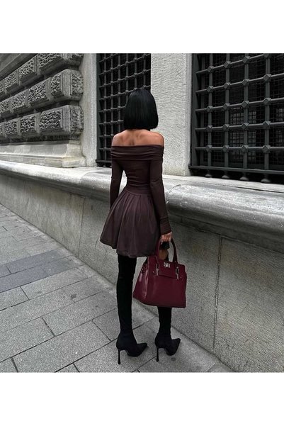 Mon Astre Madonna Collar Pleated Dress
