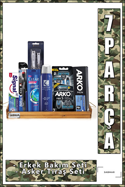 Arko Men Asker Tıraş Seti Asker Bakım Seti Erkek Kozmetik 7 Parça Erkek Bakım Seti Asker Malzemesi x2024043tk