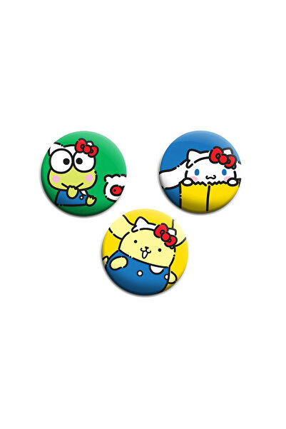 Nemika Sanrio Keroppi- Pompompurin - Cinnamoroll - 3 adet 44mm Arkası İğneli ...