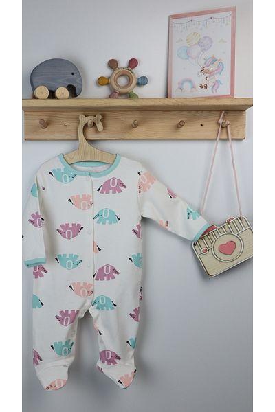 Vita Bella Luxe Elephant Patterned Baby Jumpsuit with Booties