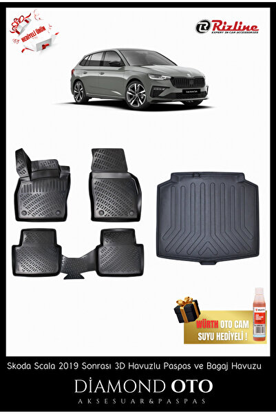 Rizline Skoda Scala 3d Havuzlu Paspas ve Bagaj Havuzu 2019-2020-2021-2022-202...