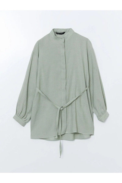 LC Waikiki Жіноча туніка-сорочка з льону Modest з коміром-мандаринами