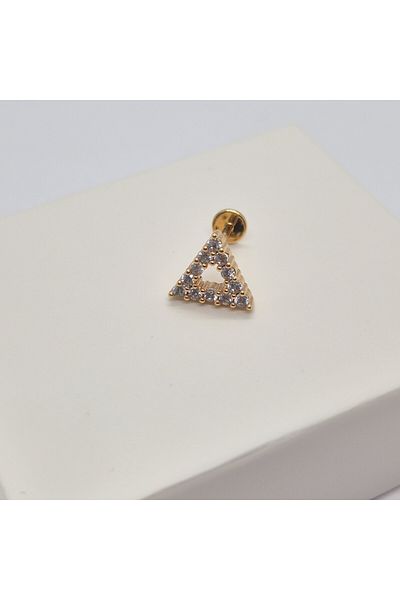 Set Stainless Steel Shiny Zircon Stone (for Triangle) Tragus Earrings (Width:9 mm Length:8 mm)