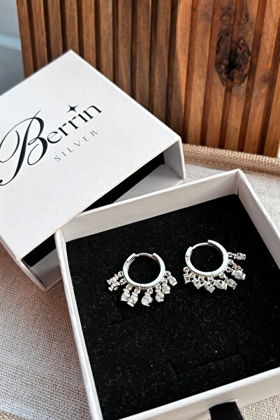 Berrin Silver 925 Ayar Gümüş Shakira Küpe Zirkon Taşlı