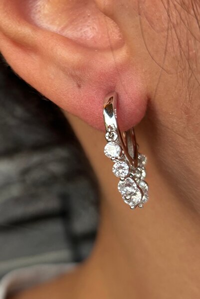 Berrin Silver 925 Ayar Gümüş Shakira Küpe Zirkon Taşlı