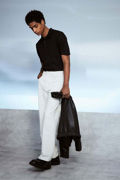 H&M Regular Fit Hole-knit polo shirt