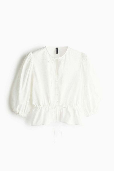 H&M Puff-sleeved cotton blouse