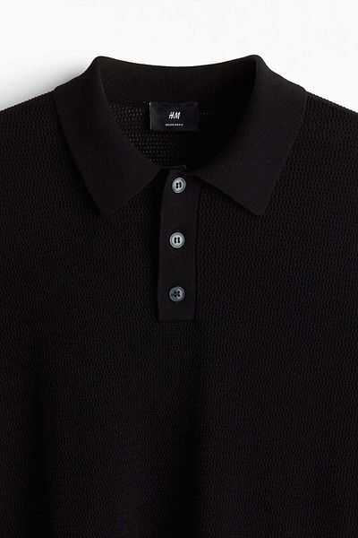 H&M Regular Fit Hole-knit polo shirt