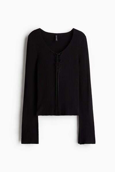 H&M Lacing-detail rib-knit top