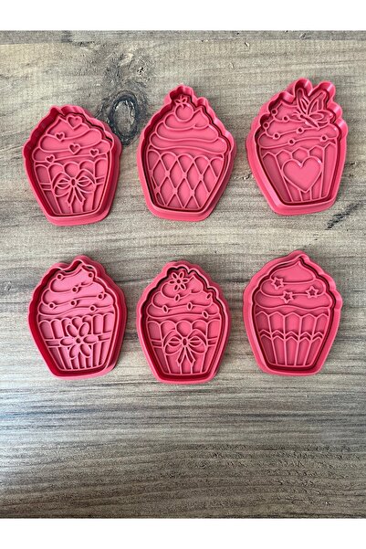 Cupcake Shaped Cookie Mold and Stamp Set-6