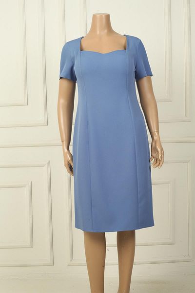 By Saygı Women's Half Sleeve Lined Plus Size Crepe Dress