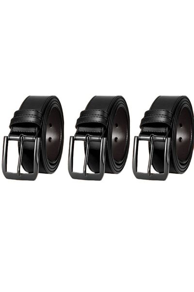 derimond 3 Pieces Men's Belt Suitable for Jeans and Canvas 145 cm Belt