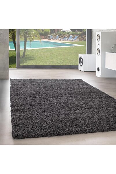 Pixel Modern 30 mm Tüylü Düz Toz Çıkarmaz Antialerjik Gri Dekoratif Shaggy Halı